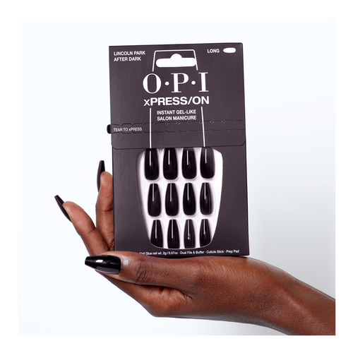 OPI XPRESS/ON Künstliche Nägel – Bis Zu 14 Tage Halt, Nagelkleber Inkl., Certified Chic Schwarz/Gold