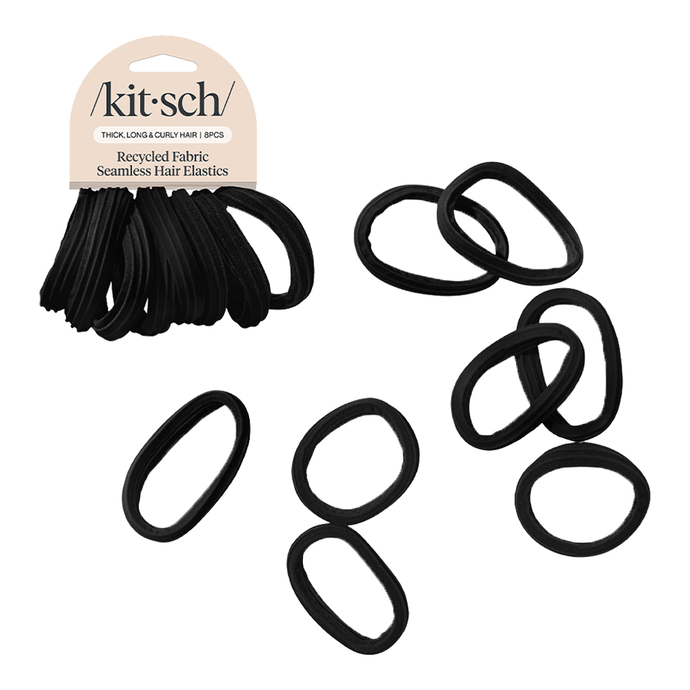 Black Seamless Hair Elastics 8 PCs Set