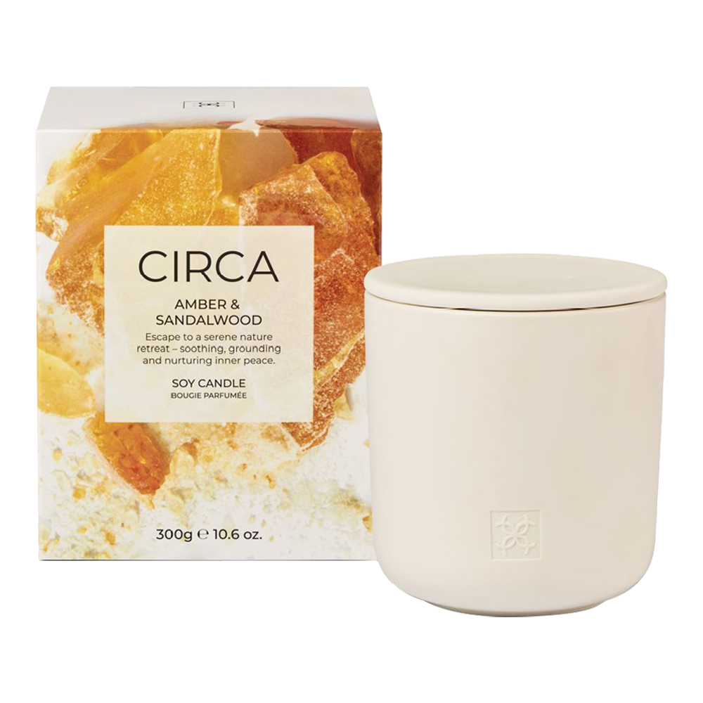 Amber & Sandalwood Scented Soy Candle
