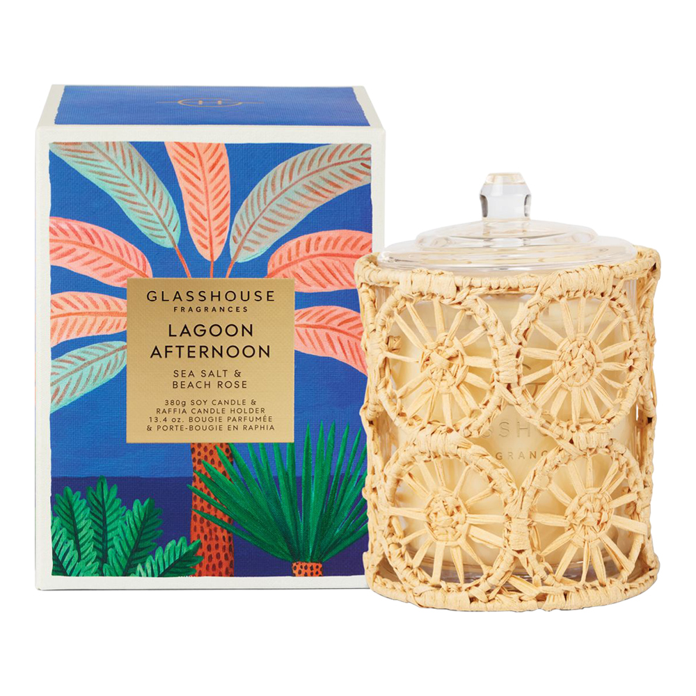 Lagoon Afternoon Soy Candle & Raffia Candle Holder (Limited Edition)
